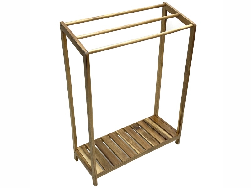 Exquisite Rectangular Acacia Wood Towel Drying Rack - KD Frame